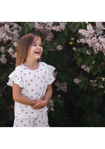 Uğurböceği Fırfırlı Şortlu Pijama indirimleri