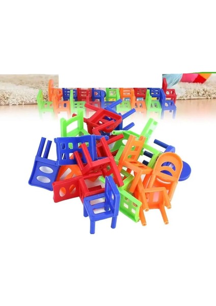 Chair Stack Sandalye Dizme Denge Oyunu Eğitici Denge Oyunu 18 Parça