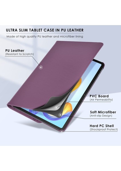 Honor Pad X8A 11 Inç Kılıf 360° Dönebilen Uyku Modlu Standlı Pu Deri Tablet Kapaklı Kılıf