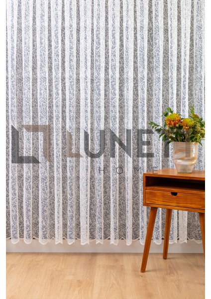 Kullanıma Hazır Petek Üstü Ekru Renk Pati Desen (1x2) Seyrek Pile Tül Perde modelleri