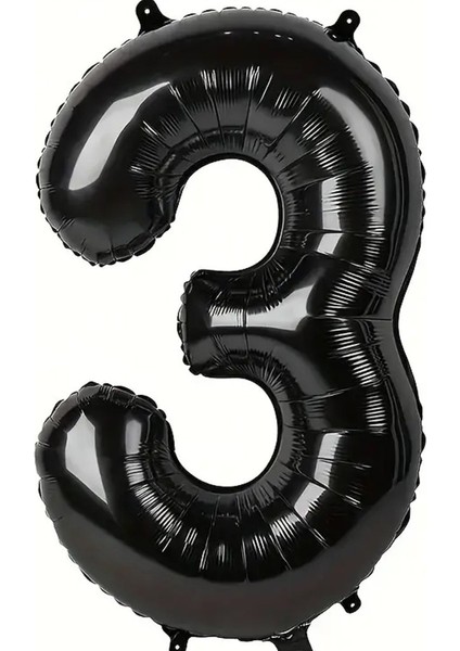 Siyah 3 Rakam Folyo Balon 80 cm