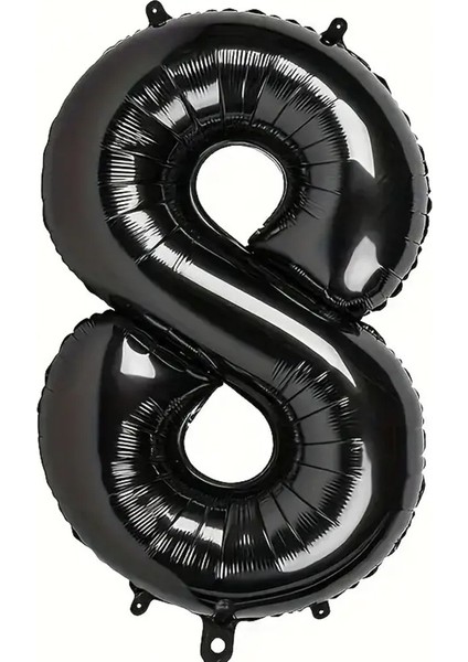 Siyah 8 Rakam Folyo Balon 80 cm