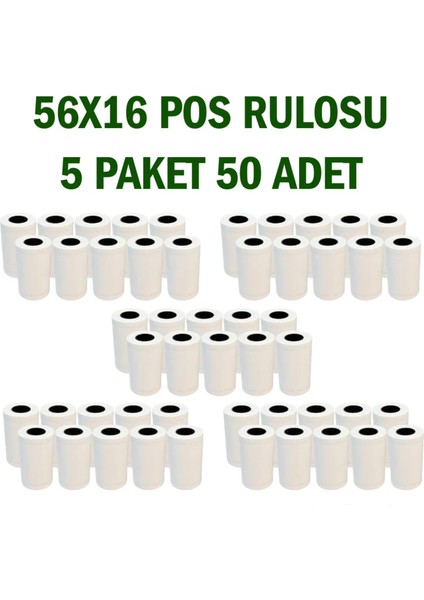X5 Tech Termal Yazar Kasa Pos Rulosu 56X16 mt (5paket 50 Rulo)