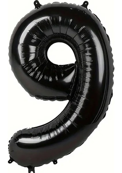 Siyah 9 Rakam Folyo Balon 80 cm