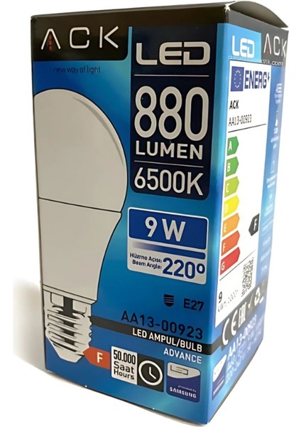 Ack LED Ampül 880 Lümen 9W - 6500 Kelvın Beyaz Işık