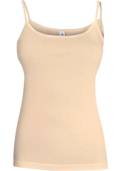 %100 Pamuk Ribana Ip Askılı Kadın Atlet Ten Rengi 6'lı Paket 470