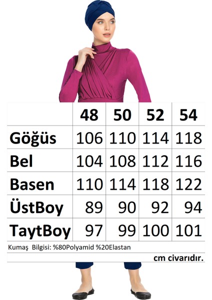 Büyük Beden Likralı Tam Kapalı Tesettür Mayo 1285 Fuşya modelleri