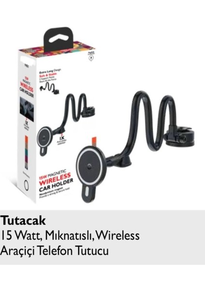 Kablosuz 15W Şarj Mıknatıslı Torpido Üstü Araç Içi Telefon Tutucu Magsafe Uyumlu modelleri