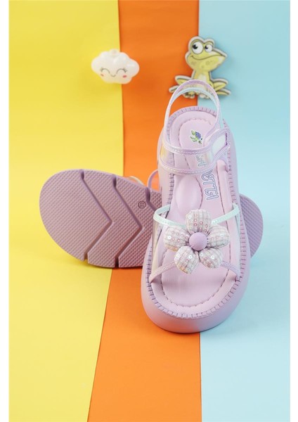 Dolgu Topuk Fiyonk Detay Şeffaf Cırtlı Özel Üretim Yeni Moda Yüksek Topuk Çoçuk Sandalet Terlik modelleri