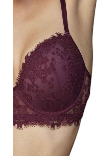 4487 Kadın Dantelli Destekli Sütyen Külot Takım-Mor fiyatları