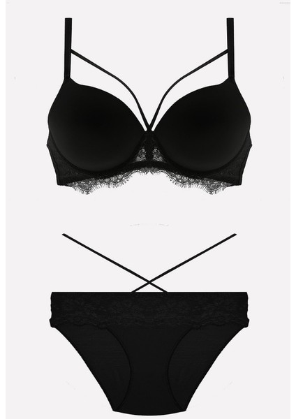 4618 Kadın Desteksiz Sütyen Külot Takım-Siyah fiyatları
