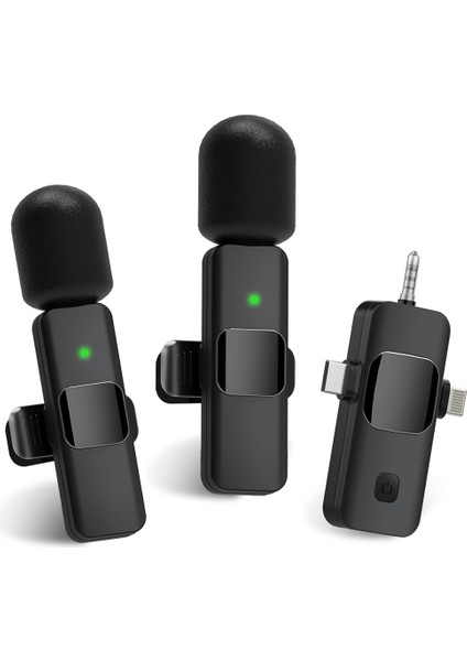 Starkpro K9-C2 Wireless 3in1 Type-C-Iphone-3,5mm Kablosuz Ikili Yaka Mikrofonu