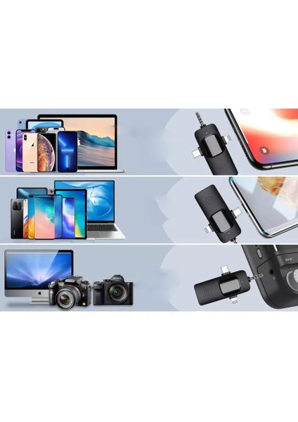 Starkpro K9-C2 Wireless 3in1 Type-C-Iphone-3,5mm Kablosuz Ikili Yaka Mikrofonu
