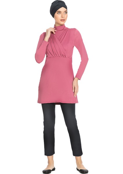Büyük Beden Likralı Tam Kapalı Tesettür Mayo 1285 Pembe