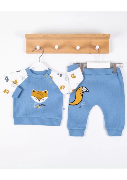 Littie Fox Nakışlı Pamuklu 2'li Erkek Takım
