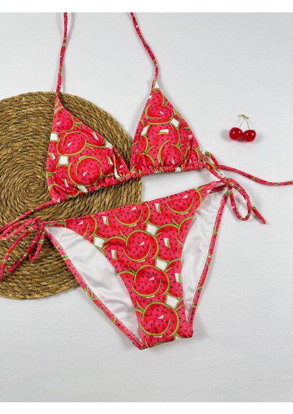 Karpuz Desenli Üçgen Bikini Takımı