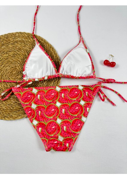 Karpuz Desenli Üçgen Bikini Takımı modelleri