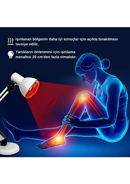 (6 Adet) 250W Kızılötesi (Infrared) Isıtıcılı Fizik Tedavi Lambası (Kırmızı Işık) E27 (Kalın Duy)
