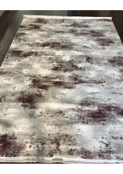 Sofia Gri Halı Lila Detaylı Modern Desen Akrilik Tozuaz Salon Halısı Yatak Odası Halısı