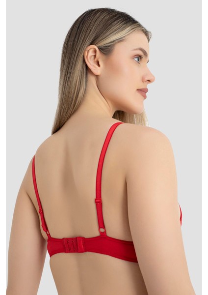 Kadın Dolgulu Destekli Balenli Sütyen 3'lü Set Siyah Beyaz Kırmızı modelleri