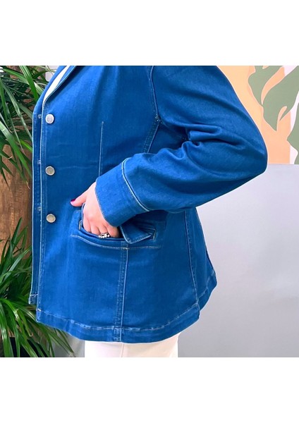 Mevsimlik Düşük Omuz Regular Fit Blazer Kot Ceket.