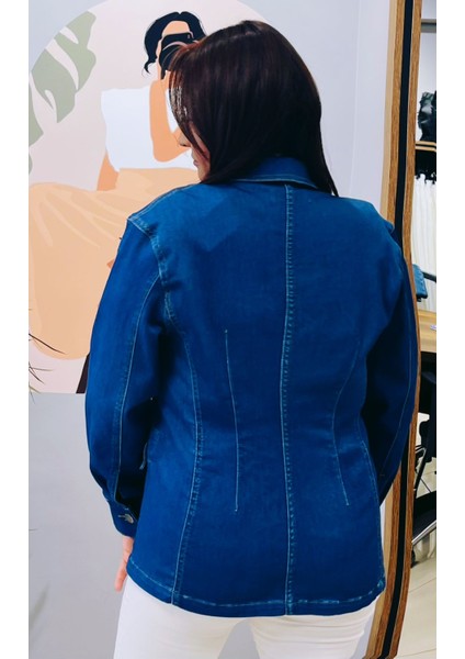 Mevsimlik Düşük Omuz Regular Fit Blazer Kot Ceket.