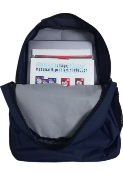 Unisex Koyu Mavi Sırt Çantası Büyük Boy Seyahat Okul Çantası Su Itici Spor Çantası 45X30X15CM 24LT+Anahtarlık Hediye