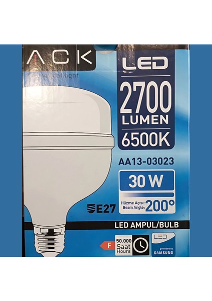Ack LED Ampül 2700 Lümen 30W - 6500 Kelvın Beyaz Işık