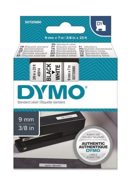 D1 9mm. 7mt. Siyah/Beyaz etiket S0720680