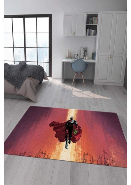 Kaymaz Taban Makinada Yıkanabilir Dijital Baskı Invincible Desenli Çocuk Odası Halısı Dot Taban Halı IC04