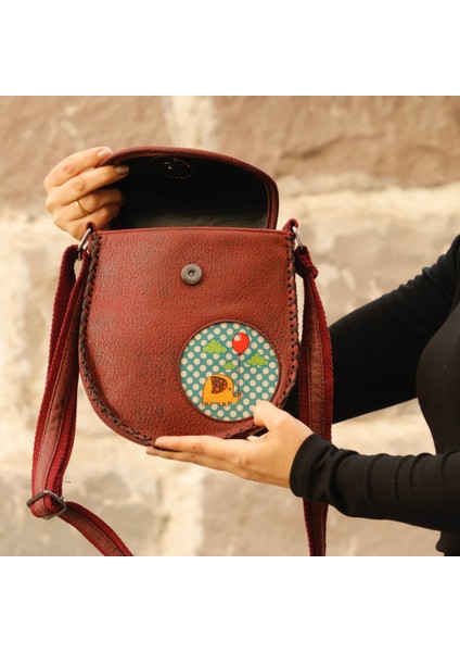 Fil Figürlü Çapraz Örgülü Kol Çantası Etnik Bohem Style - Bordo