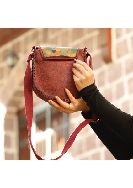 Fil Figürlü Çapraz Örgülü Kol Çantası Etnik Bohem Style - Bordo