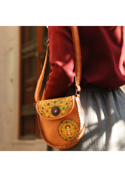 Klasik Frida Çapraz Örgülü Kol Çantası Etnik Bohem Style - Taba indirimleri