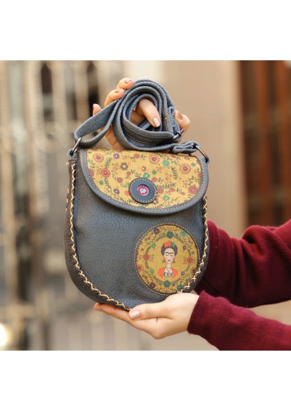 Klasik Frida Çapraz Örgülü Kol Çantası Etnik Bohem Style - Antrasit