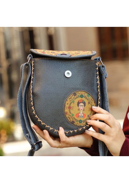 Klasik Frida Çapraz Örgülü Kol Çantası Etnik Bohem Style - Antrasit fiyatları