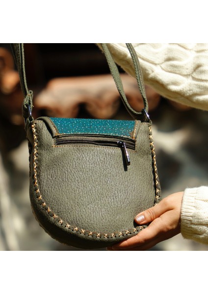 Baykuş Figürlü Çapraz Örgülü Kol Çantası Etnik Bohem Style - Yesil