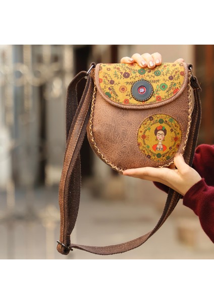 Klasik Frida Çapraz Örgülü Kol Çantası Etnik Bohem Style - Kahverengi