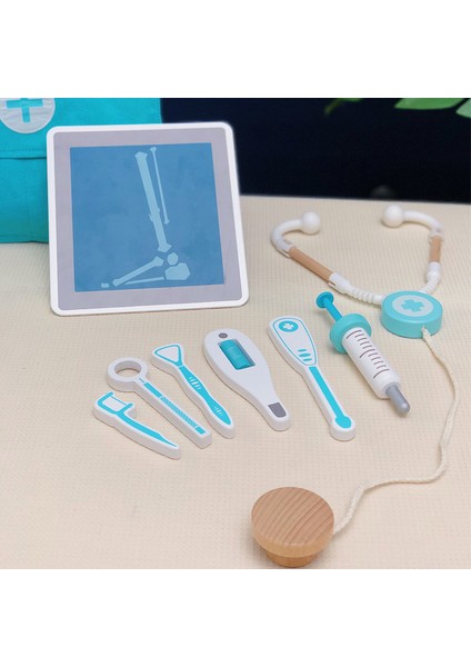 Fuding Seçimi Çocuk Ahşap Simülasyon Tıbbi Çantası, Kozmetik Çantası Oyuncak, Simülasyon Doktor Giydirme Eğitici Oyuncak (Yurt Dışından)