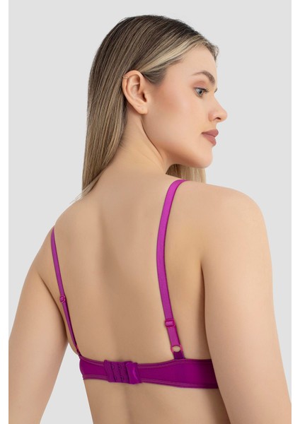 Kadın Balenli Destekli Dolgulu Sütyen 3'lü Set Siyah Beyaz Mürdüm modelleri