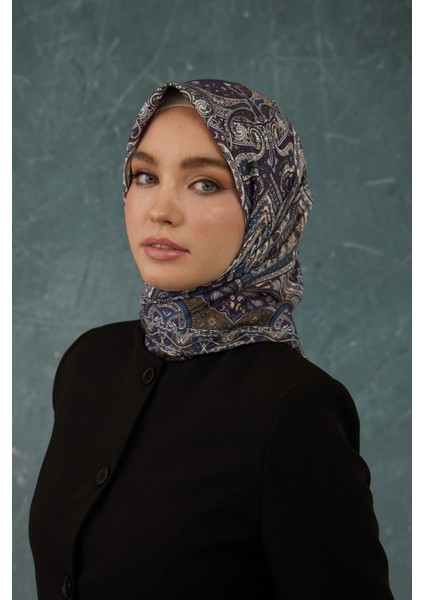 Ipekhan Soft Pamuk Etro Desen Eşarp 1224-04 Mor Kahve