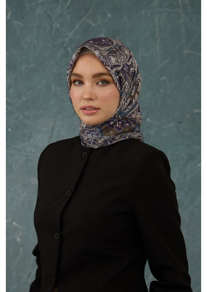 Ipekhan Soft Pamuk Etro Desen Eşarp 1224-04 Mor Kahve