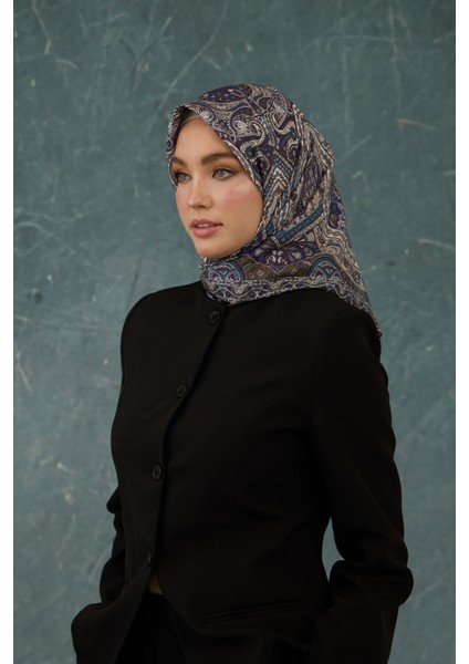 Ipekhan Soft Pamuk Etro Desen Eşarp 1224-04 Mor Kahve