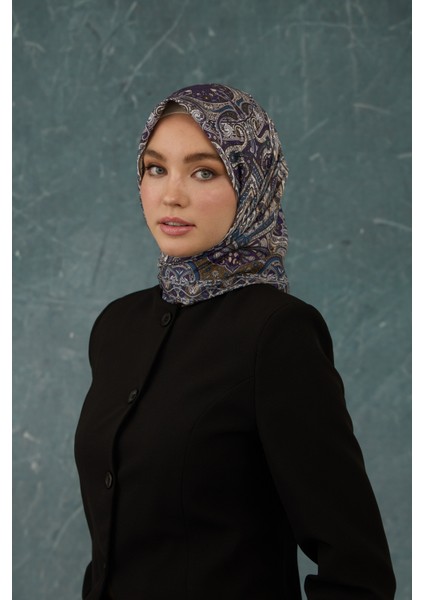 Ipekhan Soft Pamuk Etro Desen Eşarp 1224-04 Mor Kahve