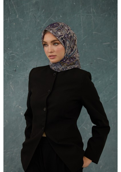 Ipekhan Soft Pamuk Etro Desen Eşarp 1224-04 Mor Kahve