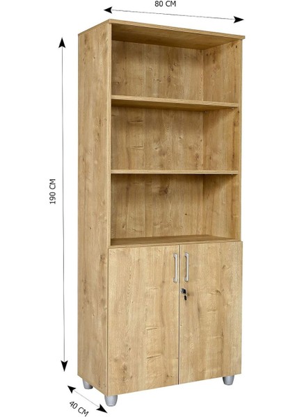 Kilitli Yarım Kapaklı Raflı Dosya Dolabı 190 cm Safir Meşe modelleri