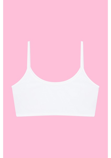 Kız Çocuk Beyaz Yarım Atlet Pedsiz Alıştırma Sütyeni Pamuklu Likralı 6'lı Paket fiyatları