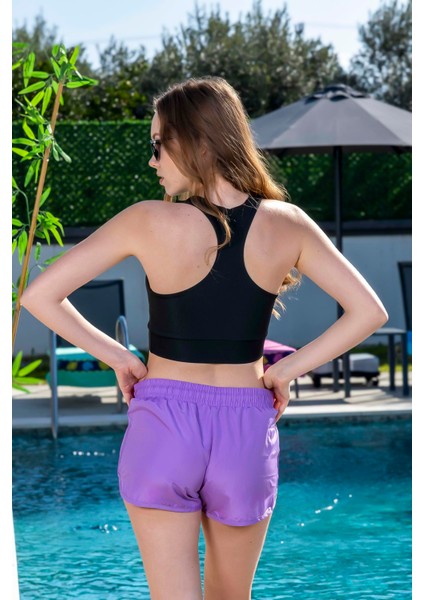 Kadın Basic Lila Mini Boy Mayo Deniz Şortu Mayo Deniz Şortu fırsatları