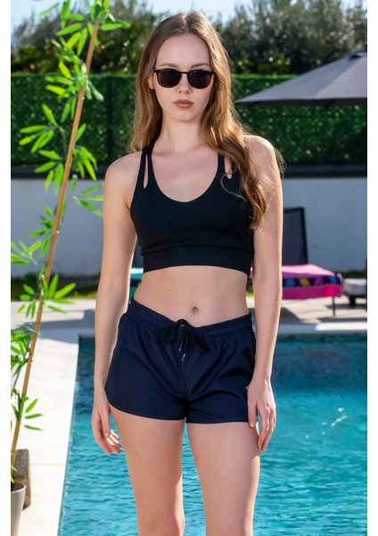 Kadın Basic Lacivert Mini Boy Mayo Deniz Şortu Mayo Deniz Şortu