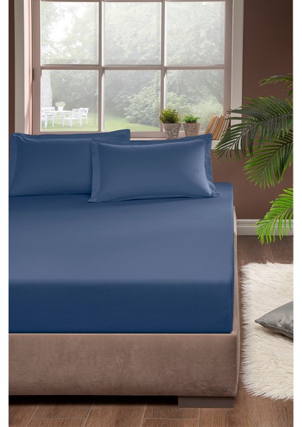 Pamuk Lastikli Çarşaf 120X200 Indigo