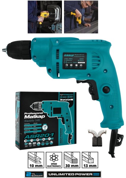 580W Metal Şanzıman 10mm Elektrikli Matkap